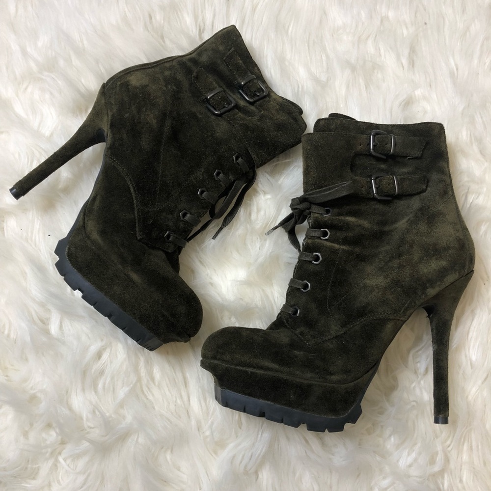 Sam Edelman Lace up green Vancouver heeled Boot